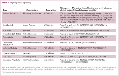Table 4 immunotherapies in heme malignancies -- targeting the BCR pathway